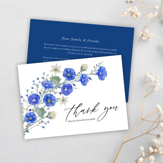 Cartão De Agradecimento Casamento Elegante Moderno De Flor Botânico Floral (Floral Botanical Wildflower Modern Elegant Wedding Thank You Card)