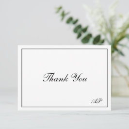 Cartão De Agradecimento Casamento Elegante Monograma Moderno