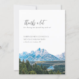 Cartão De Agradecimento Casamento Elegante na Montanha Obrigado