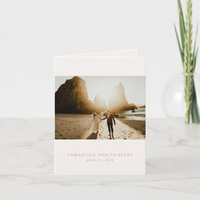 Cartão De Agradecimento Casamento Elegante Neutro Tradicional Terrestre (Frente)