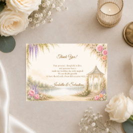 Cartão De Agradecimento Casamento Elegante no Jardim