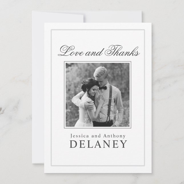 Cartão De Agradecimento Casamento Elegante Obrigado com Sua Foto (Frente)