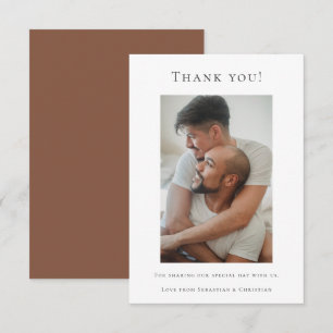Cartão De Agradecimento Casamento Elegante Obrigado Foto Branco Verde