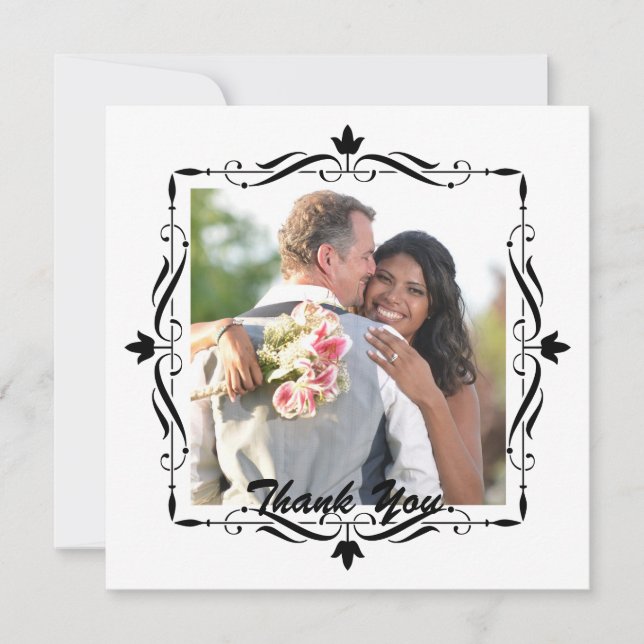 Cartão De Agradecimento Casamento Elegante Obrigado Foto Personalizada (Frente)