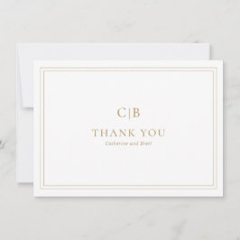Cartão De Agradecimento Casamento Elegante Ouro Tradicional