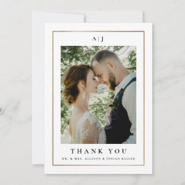 Cartão De Agradecimento Casamento Elegante Preto e Branco