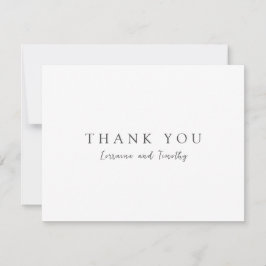 Cartão De Agradecimento Casamento Elegante Preto e Branco Atemporal