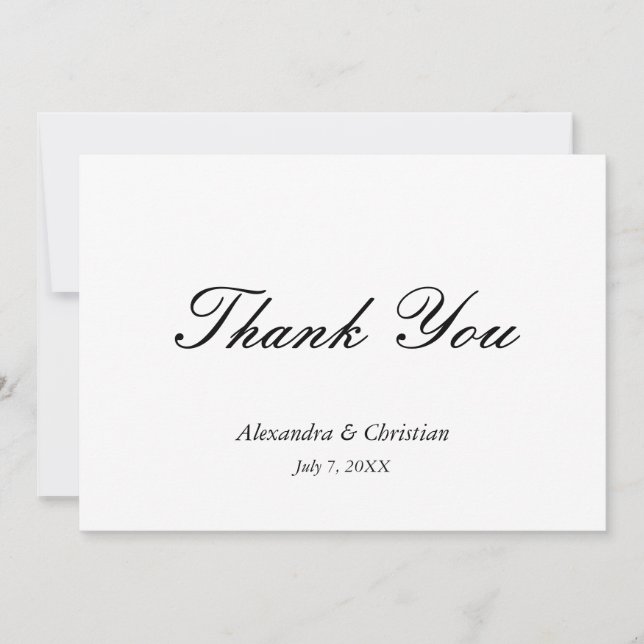 Cartão De Agradecimento Casamento Elegante Simples Obrigado Mensagem De Vo (Frente)