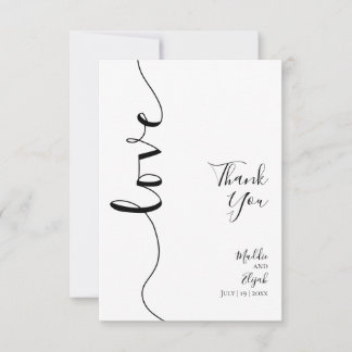 Cartão De Agradecimento Casamento, Elegante, Simples, Rascunho, Obrigado