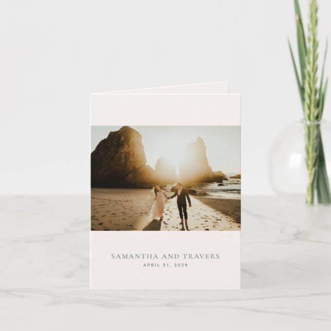 Cartão De Agradecimento Casamento Elegante Verde Florestal Tradicional (Frente)