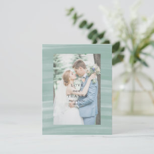 Cartão De Agradecimento Casamento Elegante Verde-Verde-Chic-Costeira