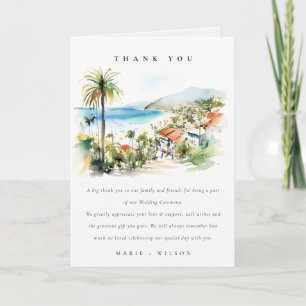 Cartão De Agradecimento Casamento em aquarela de Puerto Vallarta México