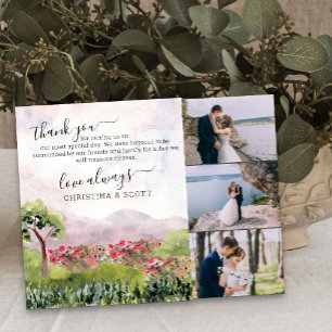 Cartão De Agradecimento Casamento em Prado Rural Aquarela
