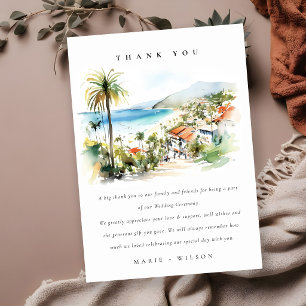 Cartão De Agradecimento Casamento em Puerto Vallarta México aquarela