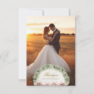 Cartão De Agradecimento casamento em um castelo com jardim floral francês