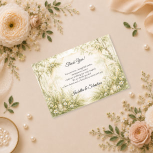 Cartão De Agradecimento Casamento Encantador na Floresta