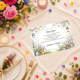 Cartão De Agradecimento Casamento Encantador no Jardim