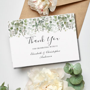 Cartão De Agradecimento Casamento Eucalyptus Greenery Elegant Watercolor