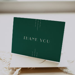 Cartão De Agradecimento Casamento EVERLY Jewel Tone Art Deco Verde Esmeral