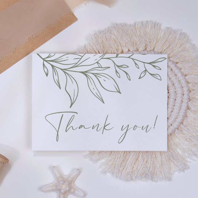Cartão De Agradecimento Casamento Flor Boho Sage (Criador carregado)