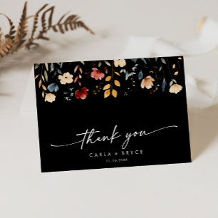 Cartão De Agradecimento Casamento Flor de Campo Dobrado Caprichoso Boho
