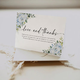Cartão De Agradecimento Casamento Floral Azul Claro Romântico