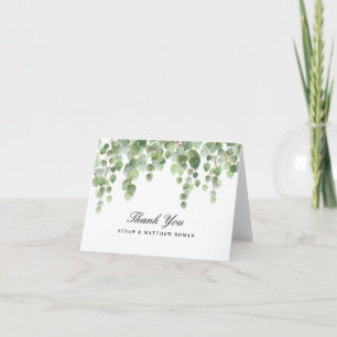Cartão De Agradecimento Casamento Floral Azul e Branco Moderno Obrigado