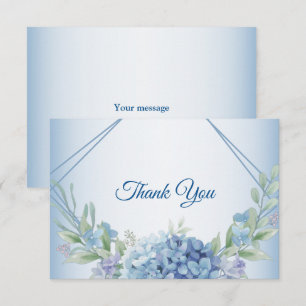 Cartão De Agradecimento Casamento Floral Azul Herbal Antigo Poeirento