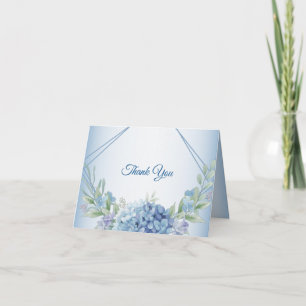 Cartão De Agradecimento Casamento Floral Azul Herbal Moldura Poeirento Vin