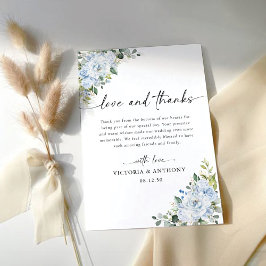 Cartão De Agradecimento Casamento Floral Azul Romântico
