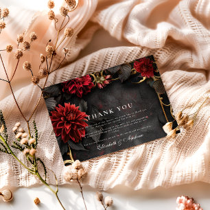 Cartão De Agradecimento Casamento Floral Barroco Negro