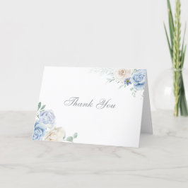 Cartão De Agradecimento Casamento Floral Belga e Azul