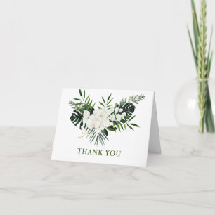 Cartão De Agradecimento Casamento Floral Boêmiano das Orquídeas Brancas 