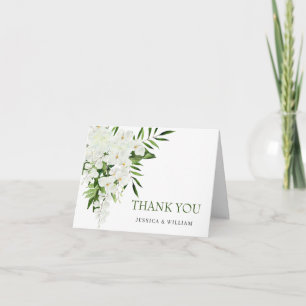 Cartão De Agradecimento Casamento Floral Boêmiano das Orquídeas Brancas 