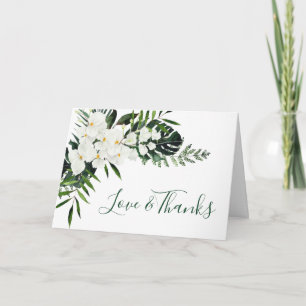 Cartão De Agradecimento Casamento Floral Boêmiano das Orquídeas Brancas 