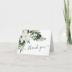 Cartão De Agradecimento Casamento Floral Boêmiano das Orquídeas Brancas 