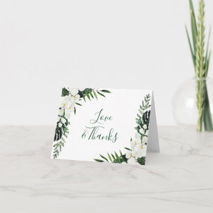 Cartão De Agradecimento Casamento Floral Boêmiano das Orquídeas Brancas 