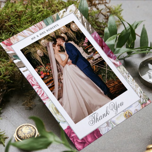 Cartão De Agradecimento Casamento Floral Boho Boho (Criador carregado)