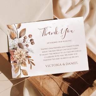 Cartão De Agradecimento Casamento Floral Boho Outono Terracota Ferrugem