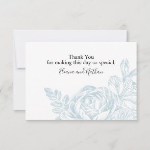 Cartão De Agradecimento Casamento Floral Botânico Branco Elegante