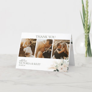 Cartão De Agradecimento Casamento Floral Branco Elegante Greenery