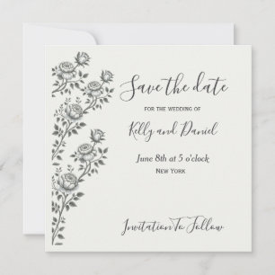 Cartão De Agradecimento Casamento Floral Branco Negro Minimalista Boho