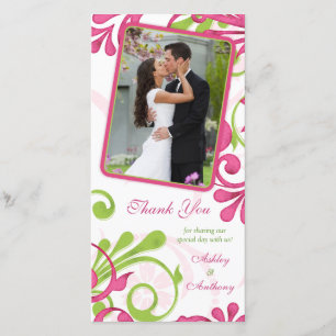 Cartão De Agradecimento Casamento Floral Branco, Rosa, Verde, Muito Obriga