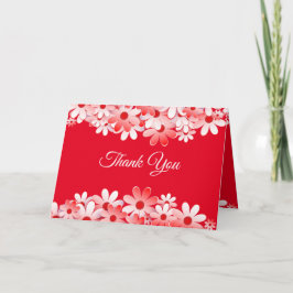 Cartão De Agradecimento Casamento Floral Branco Vermelho Elegante