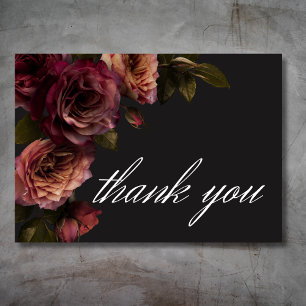 Cartão De Agradecimento Casamento Floral Burgundy & Rust Silencioso e Eleg