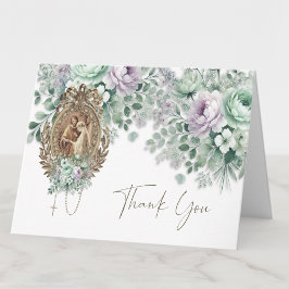 Cartão De Agradecimento Casamento Floral Católico Maria & José