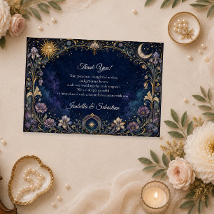 Cartão De Agradecimento Casamento Floral Celestial Etéreo