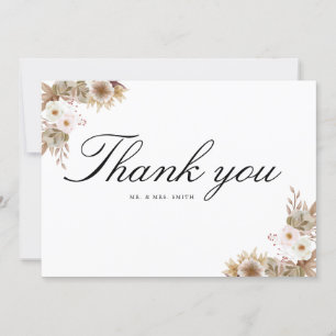 Cartão De Agradecimento Casamento floral Chic Bohemian