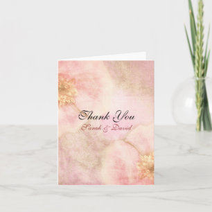 Cartão De Agradecimento Casamento Floral Chic Rosa Algodão Elegante Obriga