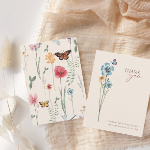 Cartão De Agradecimento Casamento Floral Colorida Simples